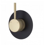 Kaya Up Wall Mixer, Urban Brass, Large Round Matte Black Plate